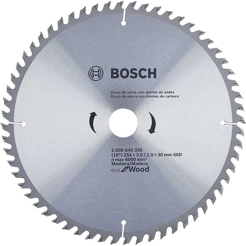 Disco-de-serra-Circular-Bosch-Ecoline-ø254-furo-de-30mm-espessura-de-2mm-60-dentes