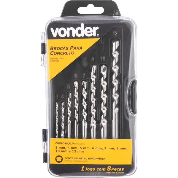 Jogo-de-Brocas-Vonder-Para-Concreto-com-Ponta-de-Metal-Duro-Videa-3-mm-A-12-mm-com-8-Pecas