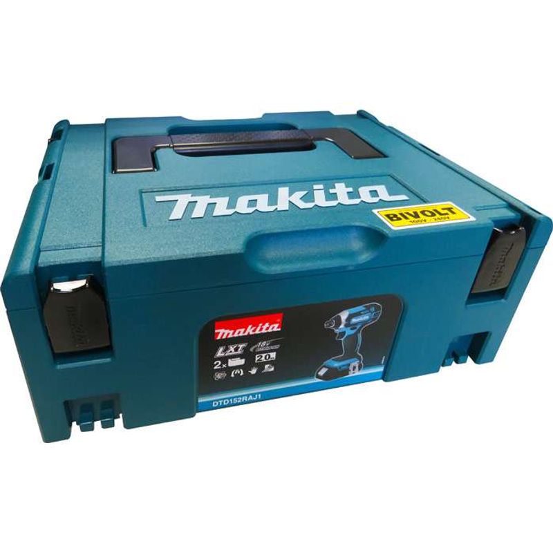 Parafusadeira-de-Impacto-a-Bateria-Makita-DTD152RAJ1-18V---2-baterias---Carregador---Maleta-MAK-PAC-Bit