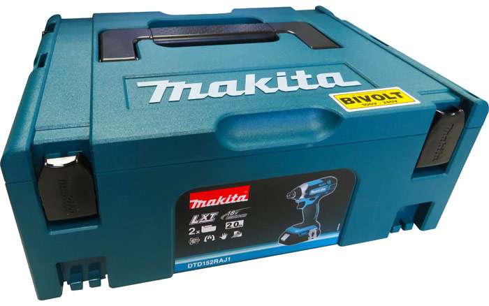Parafusadeira-de-Impacto-a-Bateria-Makita-DTD152RAJ1-18V---2-baterias---Carregador---Maleta-MAK-PAC-Bit
