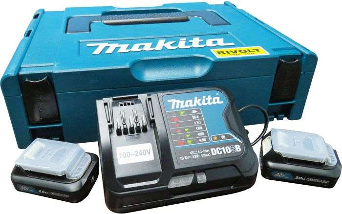Kit-Recarga-Makita-2-Baterias-2.0Ah---1-Carregador-de-baterias-rapido-BIVOLT---1-Maleta-modular-MAK-PAC