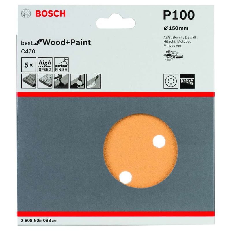 Disco-de-Lixa-Bosch-C470-Best-for-Wood-Paint-150mm-G100---5-unidades