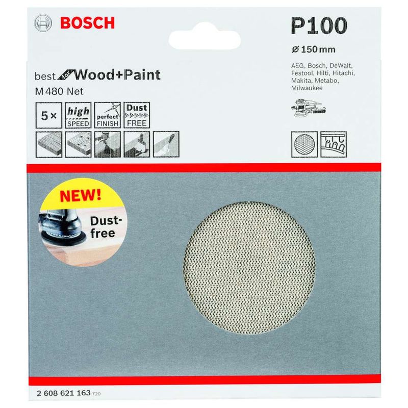 Disco-de-Lixa-Bosch-M480-Best-for-Wood---Paint-150mm-G100---5-unidades