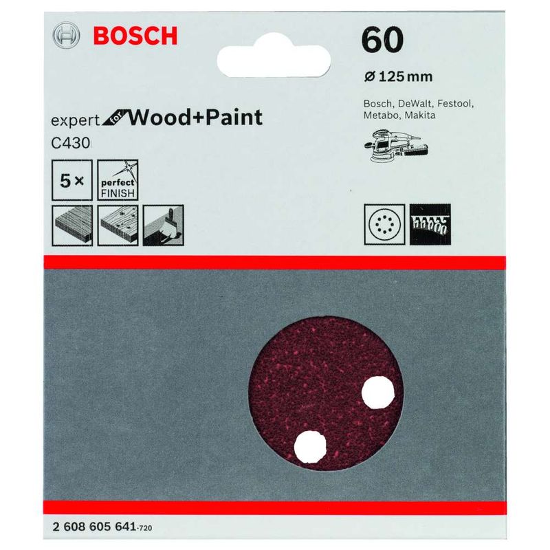 Disco-de-Lixa-Bosch-C430-Expert-for-Wood-Paint-125mm-G60---5-unidades