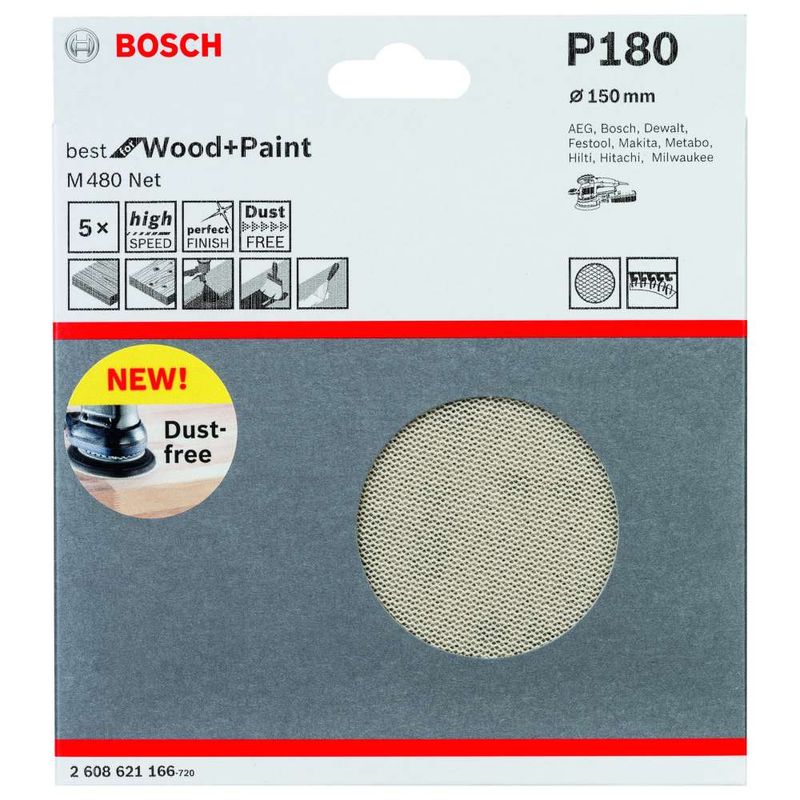 Disco-de-Lixa-Bosch-M480-Best-for-Wood---Paint-150mm-G180---5-unidades