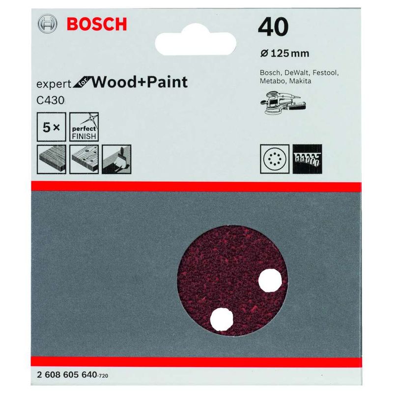 Disco-de-Lixa-Bosch-C430-Expert-for-Wood-Paint-125mm-G40---5-unidades