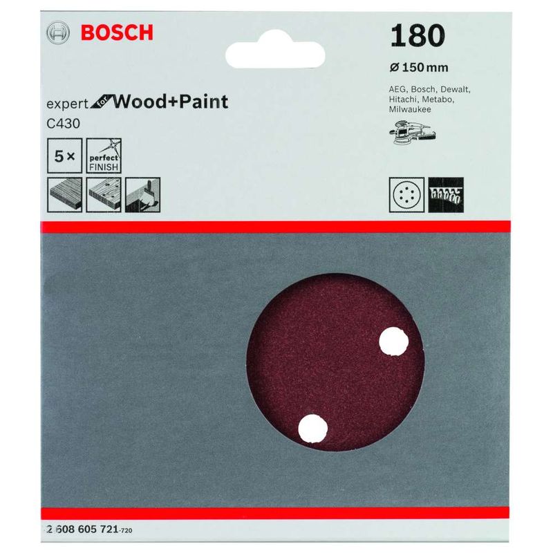 Disco-de-Lixa-Bosch-C430-Expert-for-Wood-Paint-150mm-G180---5-unidades
