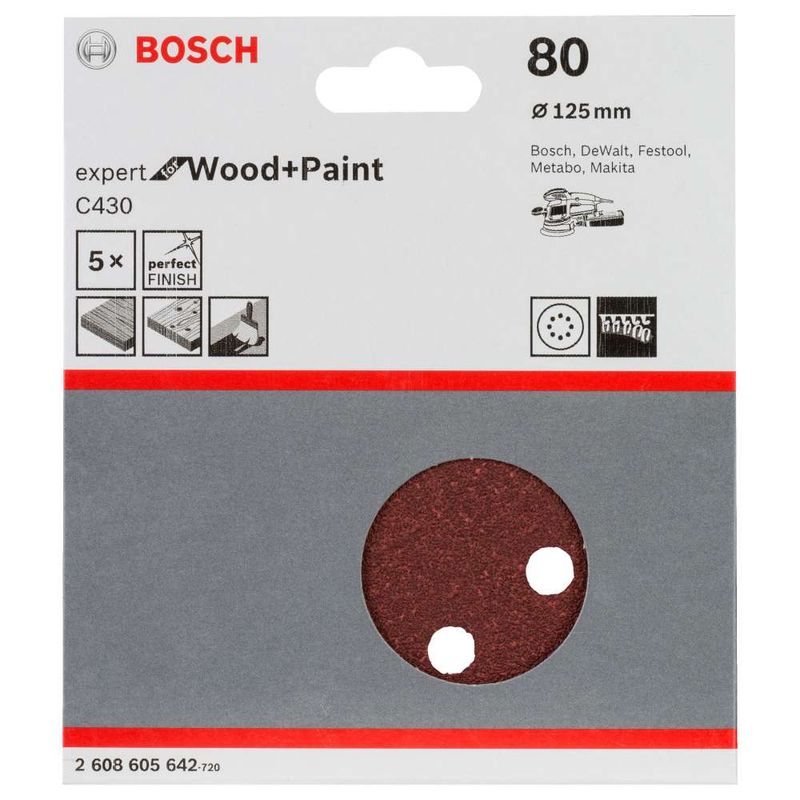 Disco-de-Lixa-Bosch-C430-Expert-for-Wood-Paint-125mm-G80---5-unidades