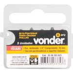 Bits-Ponteira-Phillips-Vonder-com-Encaixe-1-4--Nº-2-X-25-mm-Cartela-com-5-Pecas
