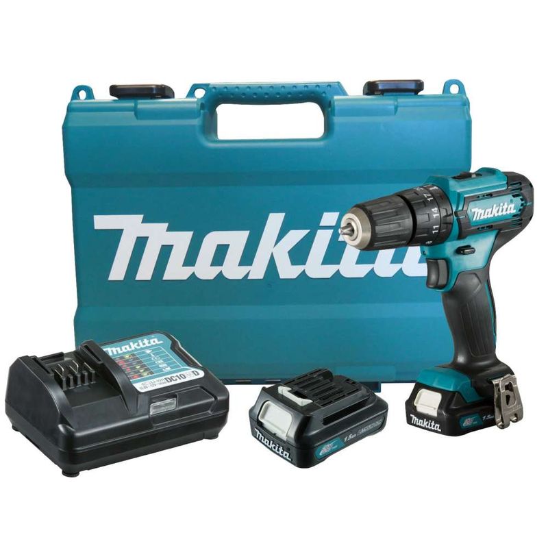 Parafusadeira-Furadeira-de-Impacto-a-Bateria-Makita-3-8--HP333DWY-12V---2-baterias---Carregador---Maleta-Bit