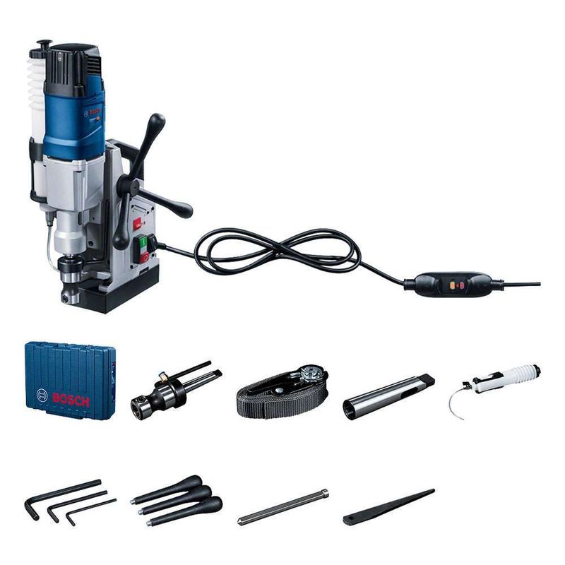 Furadeira-de-Base-Magnetica-GBM-50-2-1200W---Adaptador-para-Broca---Suporte-e-Tanque-de-Refrigeracao---Maleta-220V