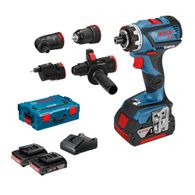 Parafusadeira/Furadeira a Bateria 1/2" Bosch GSR 18V-60 FC Flexiclick 18V + 3 mandris + 2 Baterias + Carregador Bivolt + Maleta L-BOXX