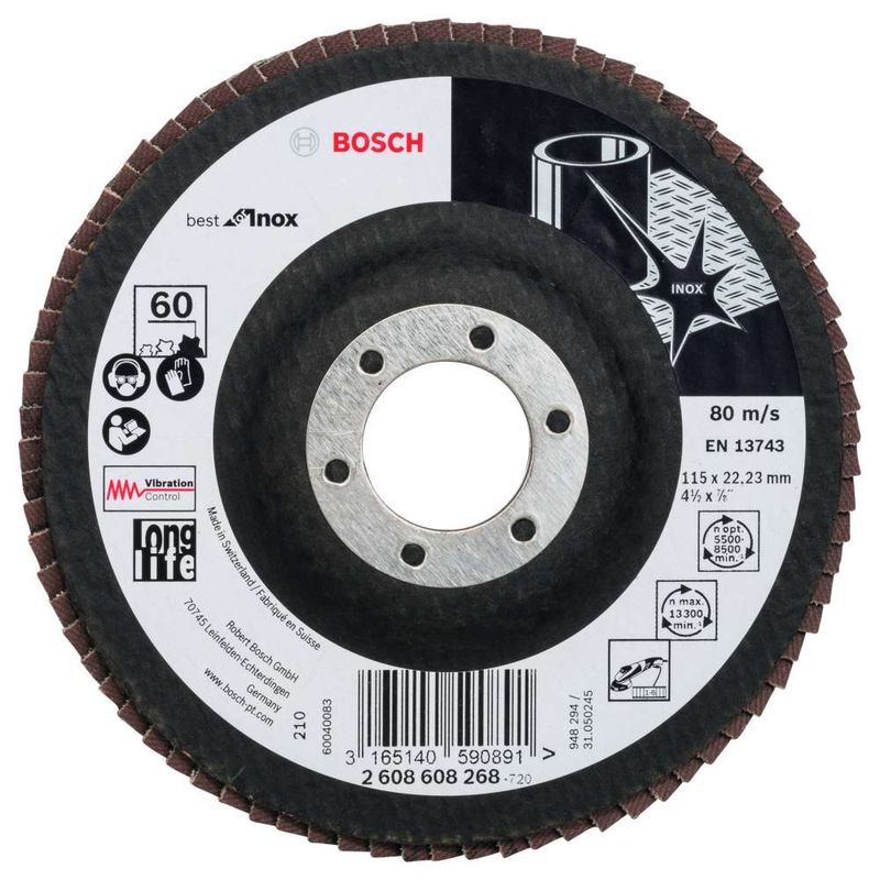 Disco-Flap-Bosch-X581-Best-for-Inox-115mm-G60-Reto-Fibra-de-Vidrio