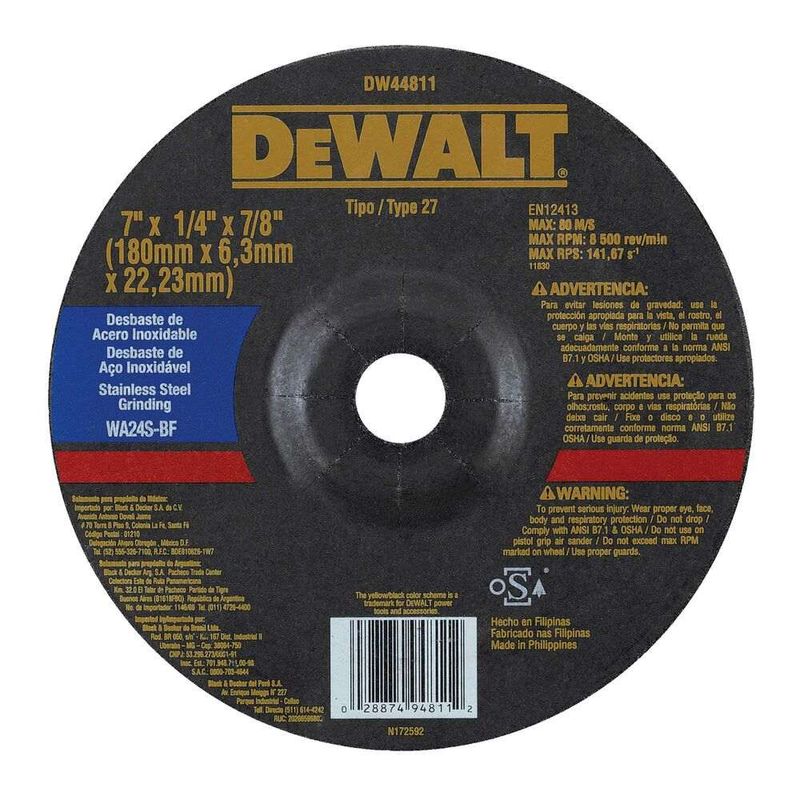 Disco-de-Desbaste-Dewalt-7-8--DW44811-Inox-7--X-63mm