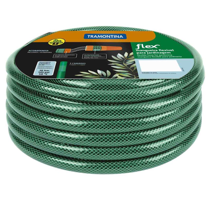 Mangueira-Flex-Tramontina-Verde-em-PVC-3-Camadas-25-m-com-Engate-Rosqueado-e-Esguicho
