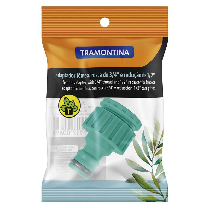 Adaptador-Femea-Tramontina-com-Rosca-3-4--e-Reducao-1-2--em-Plastico-para-Jardim