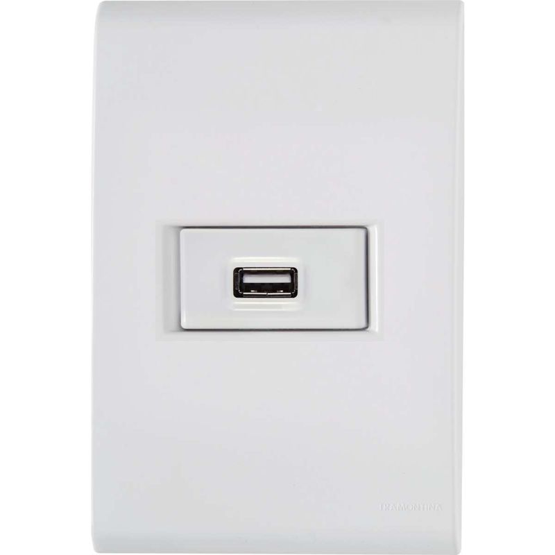 Conjunto-4x2-com-1-Tomada-Tramontina-USB-1.5-A-Bivolt-Liz-Branco