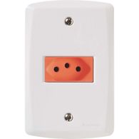 Conjunto 4x2 com 1 Tomada Tramontina 2P+T 20 A 250 V Lux2 Vermelho e Branco