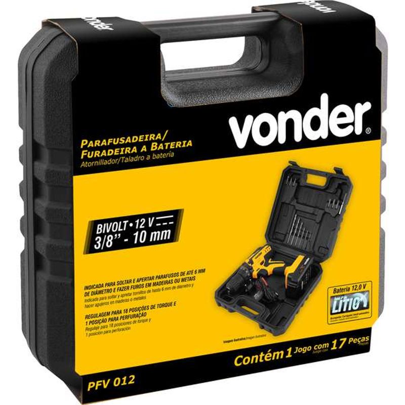 Parafusadeira-Furadeira-a-Bateria-Vonder-3-8--PFV-012-12V---Carregador-Bivolt-Automatico