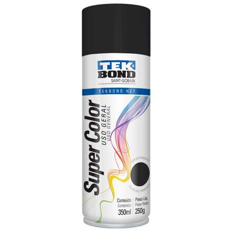 Tinta-Aerosol-Tekbond-Preto-Fosco-Uso-Geral-350-Ml-250G