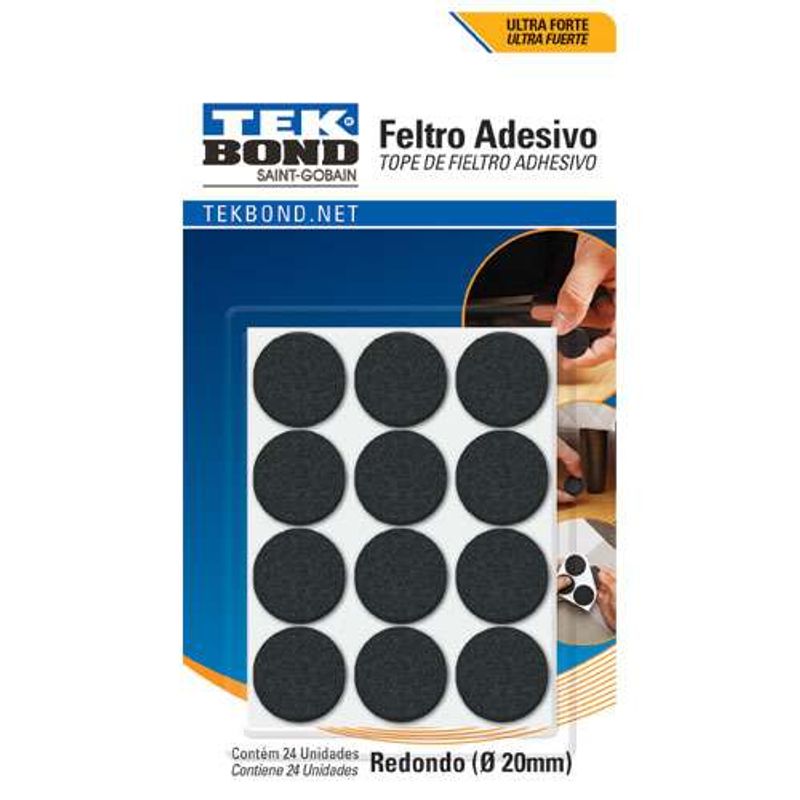 Feltro-Redondo-Tekbond-20Mm-Preto-com-24-unidades