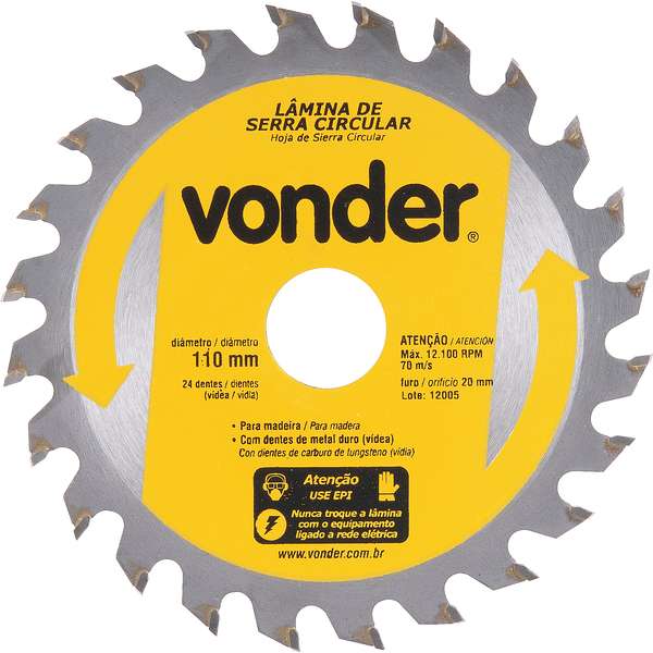 Lamina-de-Serra-Circular-Vonder-com-Dentes-de-Metal-Duro-Videa-110-mm-X-20-mm-24-Dentes
