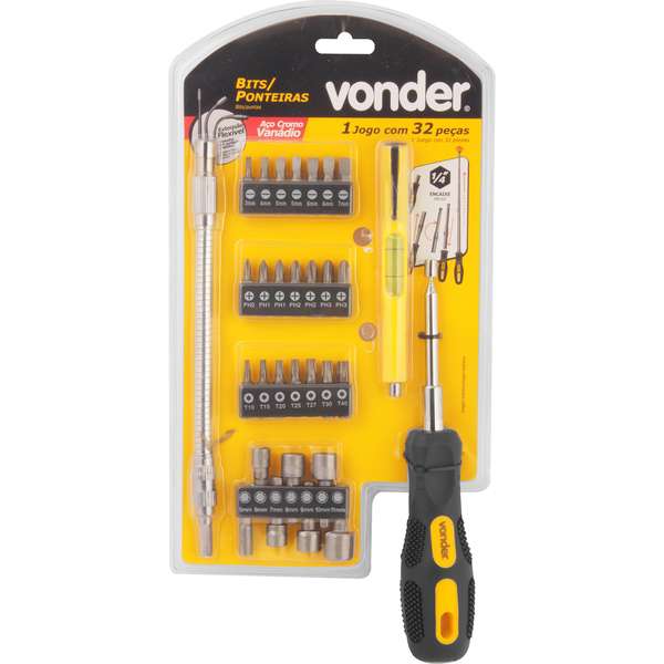 Jogo-de-Bits-Ponteiras-Vonder-com-32-Pecas-Encaixe-Sextavado-de-1-4-