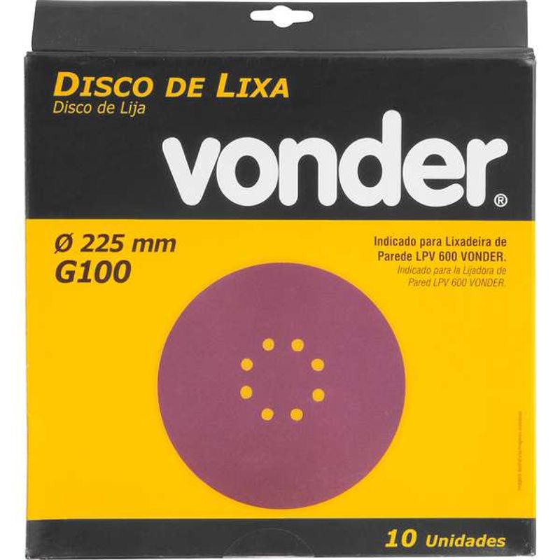 Disco-de-Lixa-Vonder-com-225mm-Grao-100-Para-A-Lixadeira-Lpv-600-E-Lpv-1000