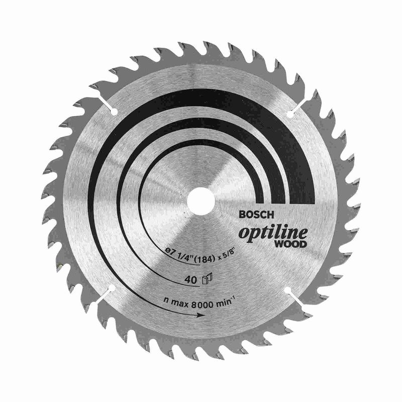 Disco-de-serra-circular-Bosch-Optiline-Wood-ø184-furo-de-5-8--espessura-de-15mm-40-dentes