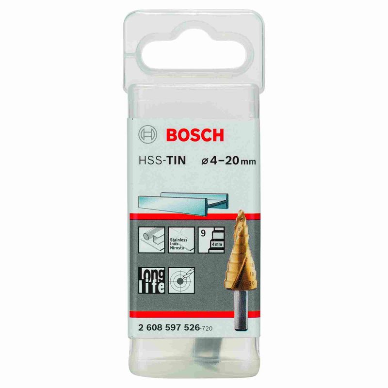Broca-Escalonada-para-Metal-Bosch-Aco-Rapido---Titanio-HSS-TiN-40-200mm---9-diametros