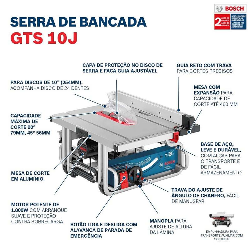 Serra-de-Mesa-Bosch-GTS-10-J-1700W---1-Disco---2-Guias-e-1-Adaptador-para-aspiracao-110V