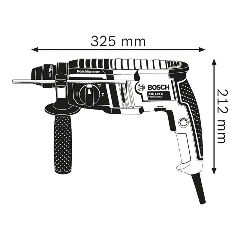 Martelete-Perfurador-Rompedor-Bosch-GBH-2-20-D-650W-17J-EPTA---Adptador-de-mandril---Maleta-110V