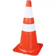 Cone de Sinalização Flexível com Faixa Refletiva Plastcor NBR 15071 75cm Laranja e Branco