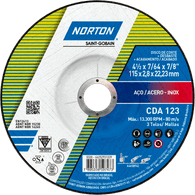 Disco de Corte Norton com Depressão Central CDA 1,2,3 115x2,8x22,23mm