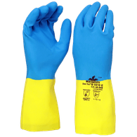 Luva Látex Amarela B5410E MCR 30cm Flocada Cobertura Neoprene Azul